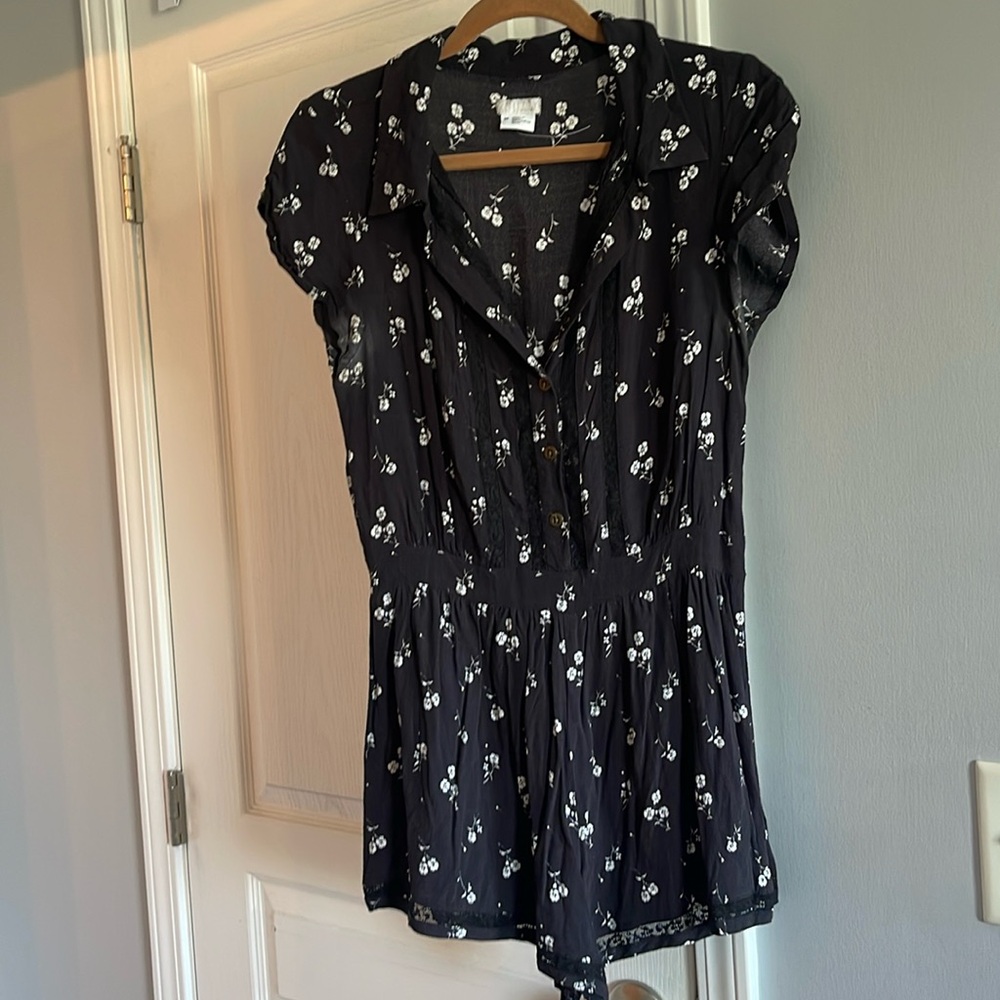Urban Outfitters Floral Romper with lace detail and collar